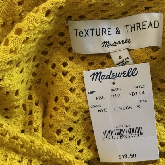 NWT MADEWELL Texture Thread mustard eyelet top S - Picture 4 of 4